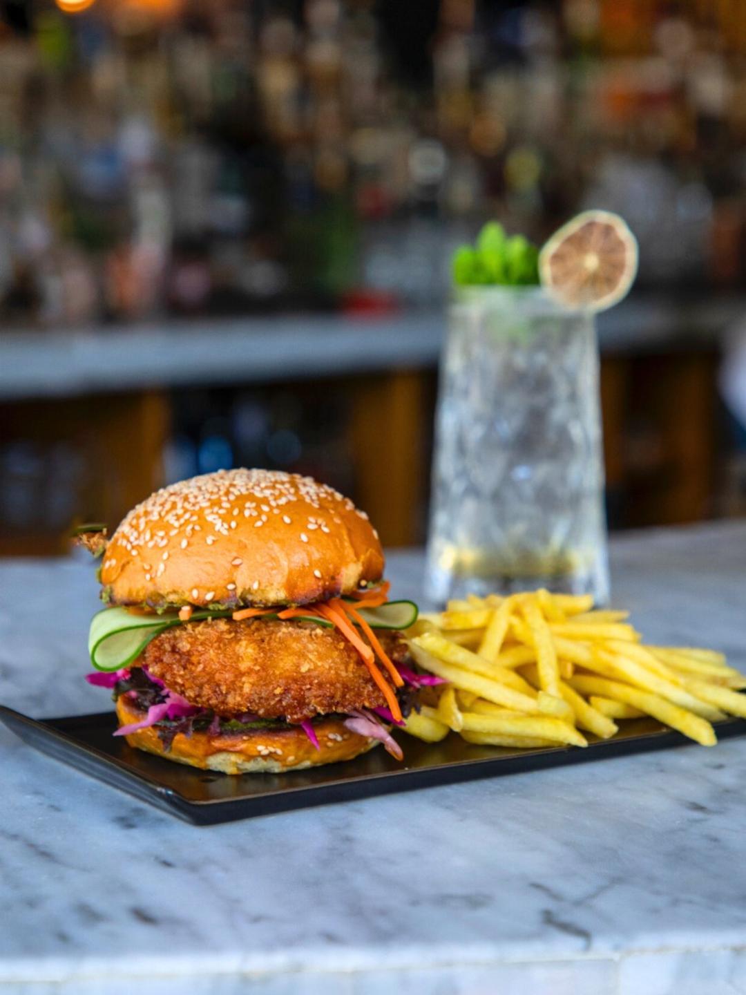 Alchemy burger and cocktail